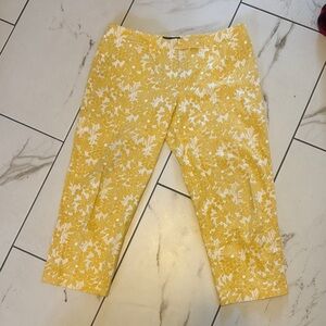 Incotex Yellow Floral Capri Pants
